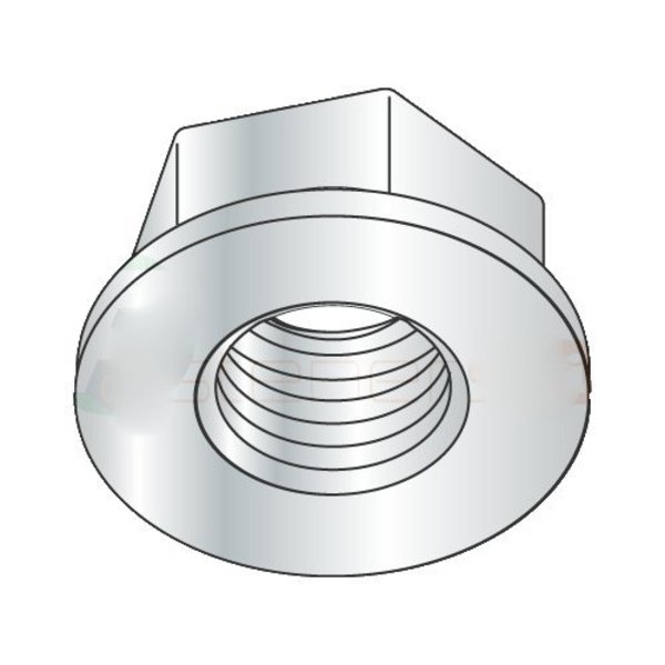 Newport Fasteners Flange Nut, 1/4"-20, Steel, Zinc Plated, 0.438 in Hex Wd, 0.14 in Hex Ht, 2000 PK 282587